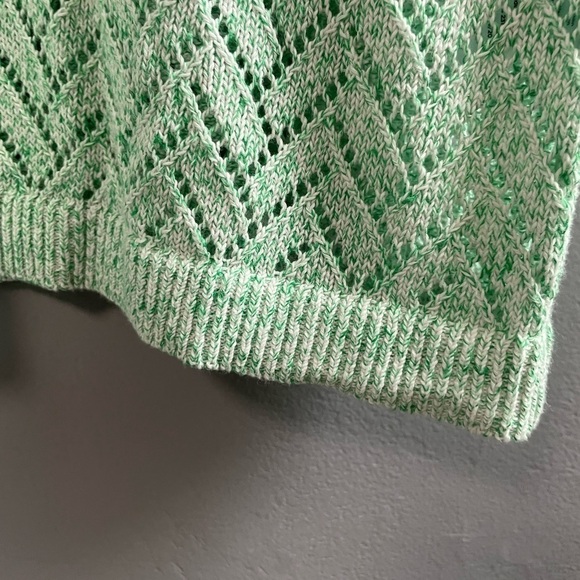 NWOT Talbots Cotton Linen Pointelle Sweater Marled Pastel Green. Size X - Picture 2 of 8